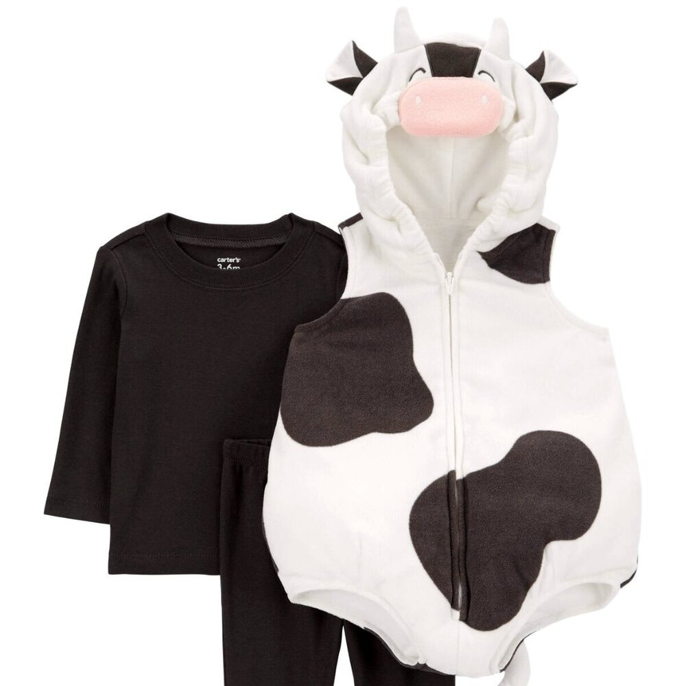 Carter's Halloween Cow Costume Size 3/6 6/9 or 12 Months Fleece NEW
